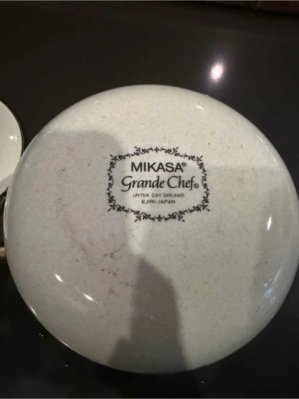 Mikasa Cream Ceramic Casserole with Blue Floral Design